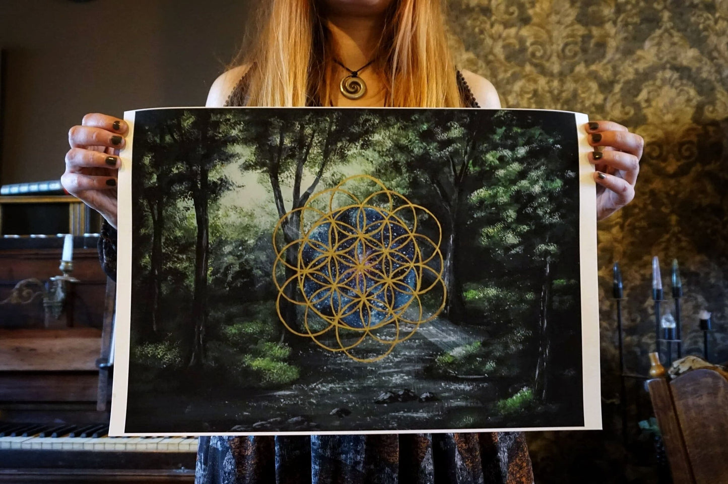 "Flower of Life" -Gold embellished High quality print