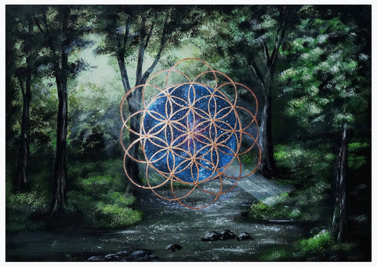 "Flower of Life" -Gold embellished High quality print